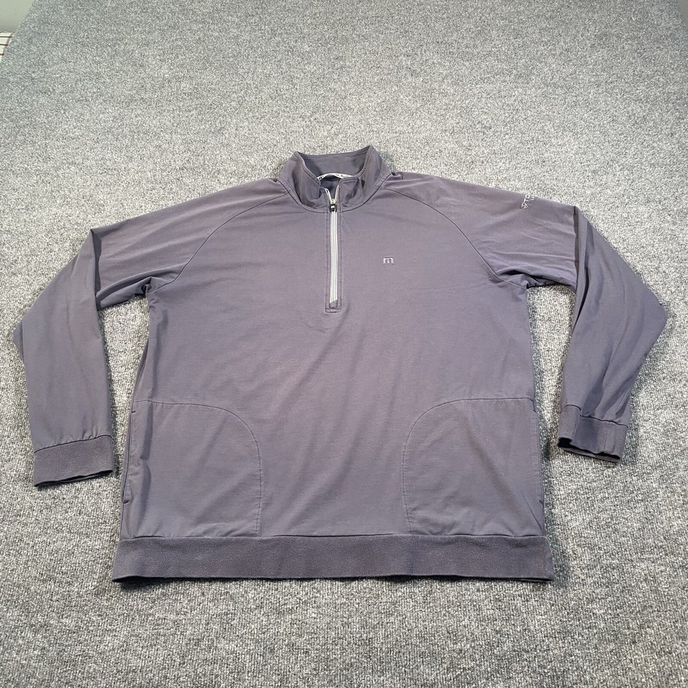 Travis Mathew Mens 2XL Faded Gray Upgraded 1/4 Zip Pullover Embroidered Sleeve